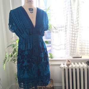 Silk and rayon velvet and beaded dress